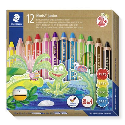 Lápices de color Noris Junior 3 en 1: lápiz de color, crayón de cera y lápiz acuarelable.