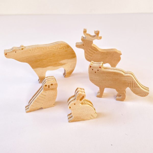 Pack de 5 animales de madera del ártico